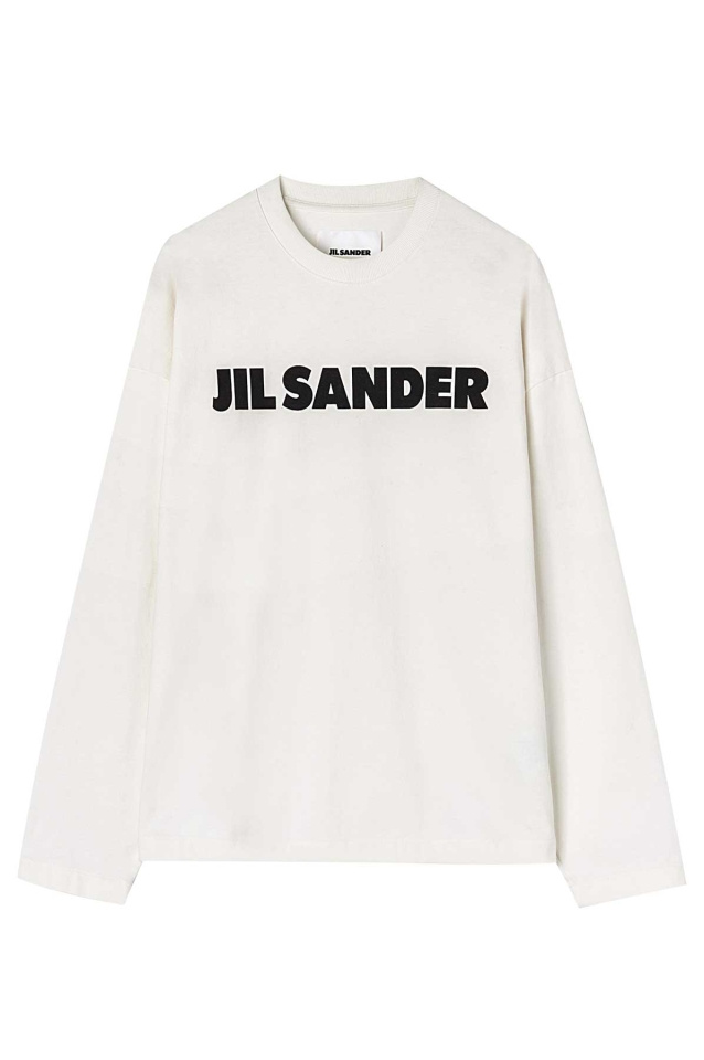 JIL SANDER Oversized Logo LS T-shirt Porcelain - 1