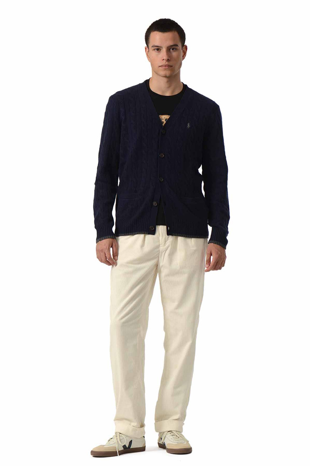 POLO RALPH LAUREN Cable-Knit Wool-Cashmere Cardigan Navy - 2