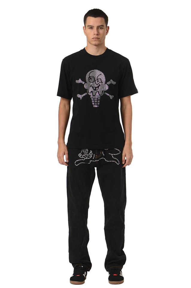 T-shirt ICECREAM Rhinestone Cones & Bones Preto - 2