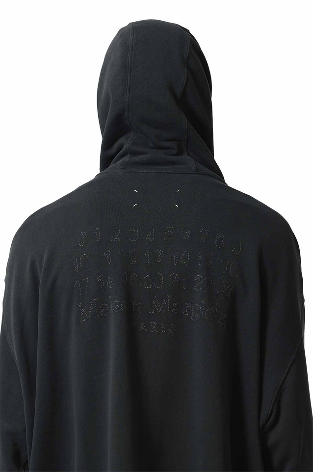MAISON MARGIELA Casaco com capuz com logótipo numérico Carvão vegetal - 5