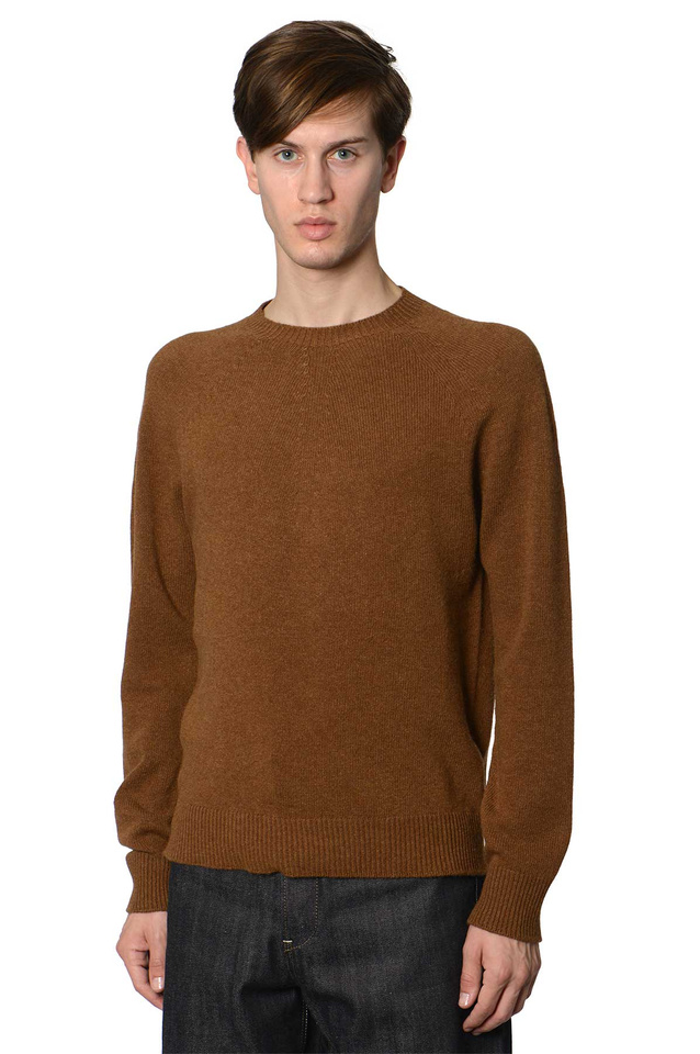 JIL SANDER Camisola fina de caxemira e merino castanha - 1