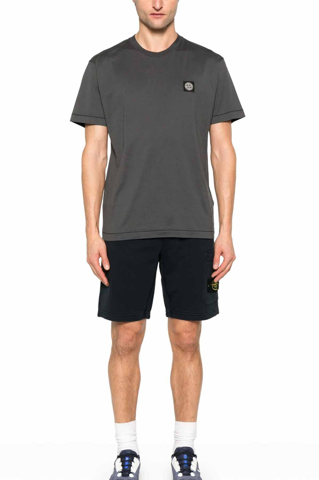 STONE ISLAND 6200011 Organic Cotton Fleece Shorts Black - 2