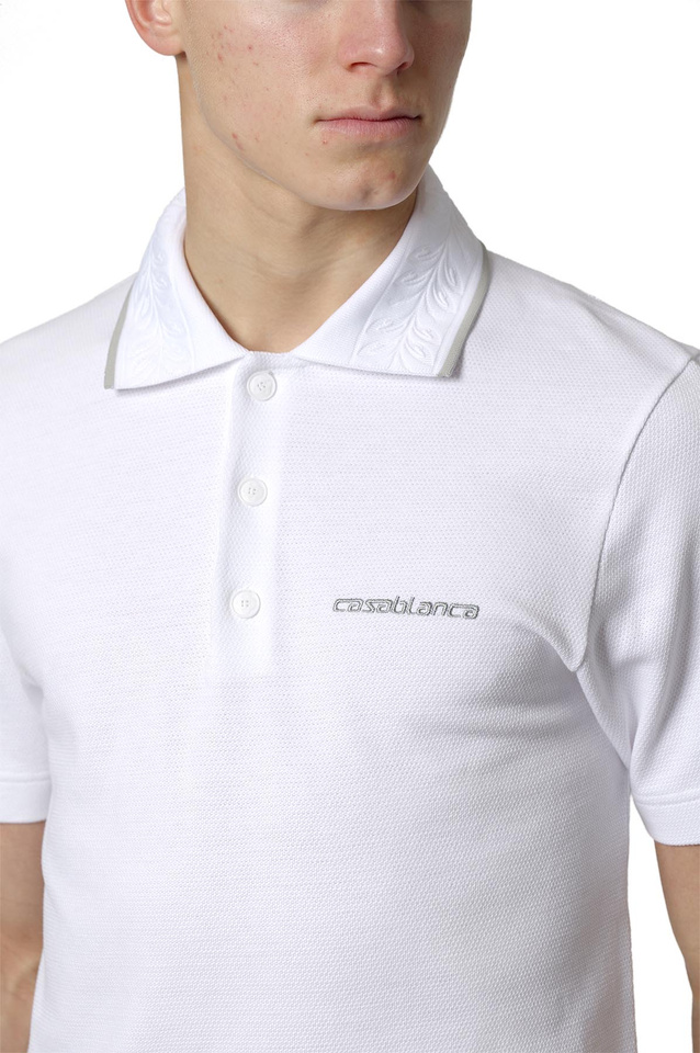 CASABLANCA Embossed Laurel Polo Shirt White - 4