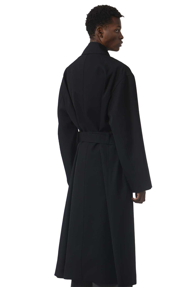 JIL SANDER Wool Belted Coat Black - 3