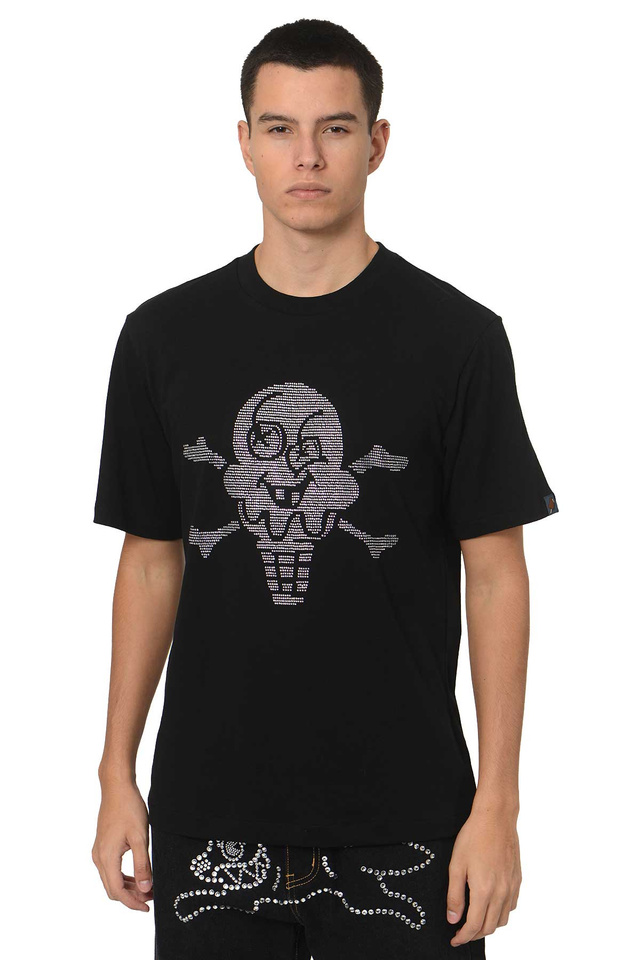 T-shirt ICECREAM Rhinestone Cones & Bones Preto - 1