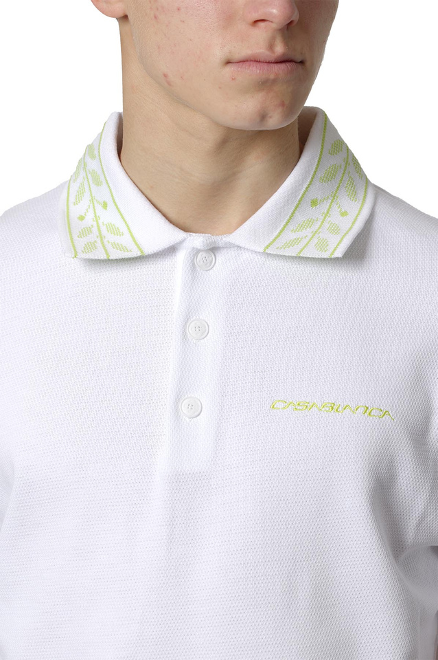 CASABLANCA Laurel Polo-Shirt White/Lime - 4