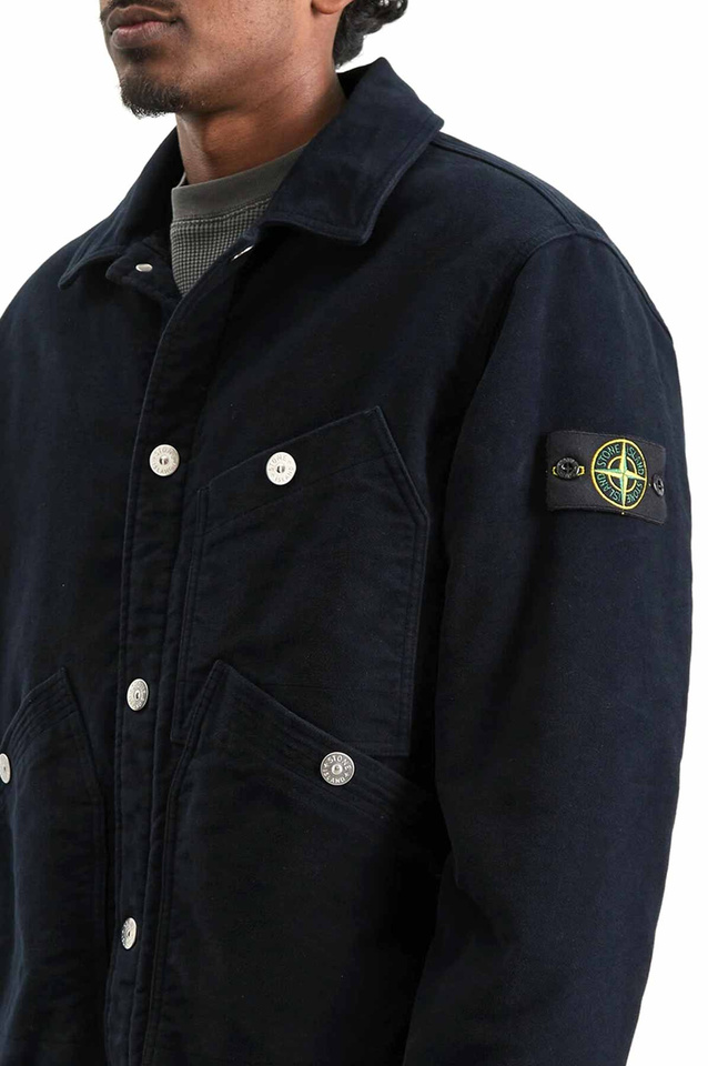 STONE ISLAND 4100055 Cotton Moleskin Jacket Navy Blue - 3