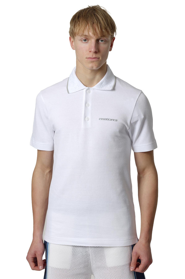 CASABLANCA Embossed Laurel Polo Shirt White - 1