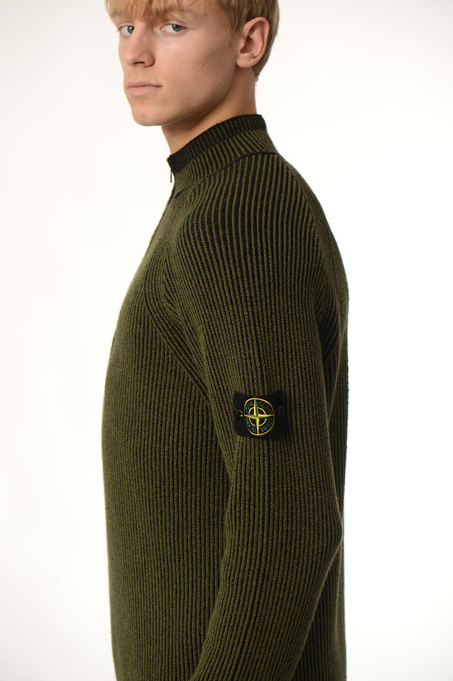 STONE ISLAND 5100024 Wool Half-Zip Jumper Military Green - 5