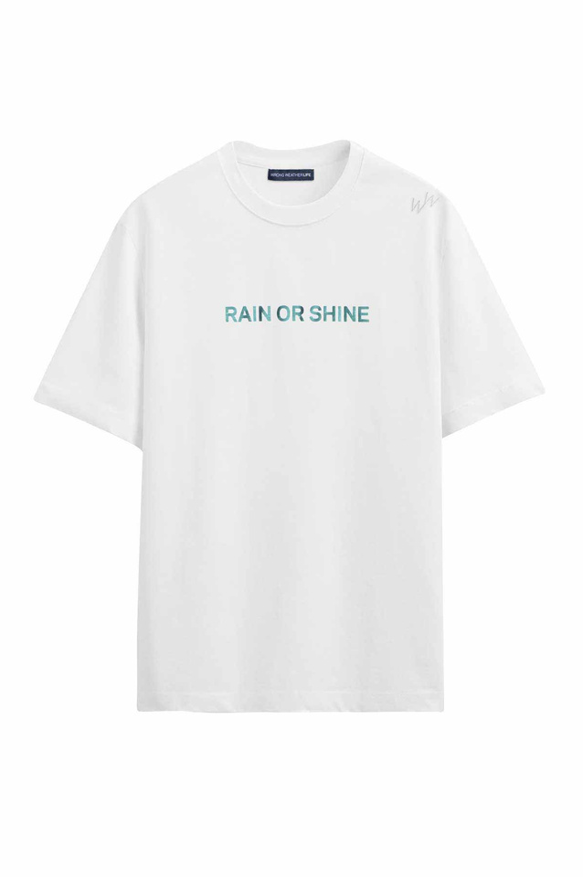 T-shirt WRONG WEATHER Rain Or Shine Branco/Turquesa - 1