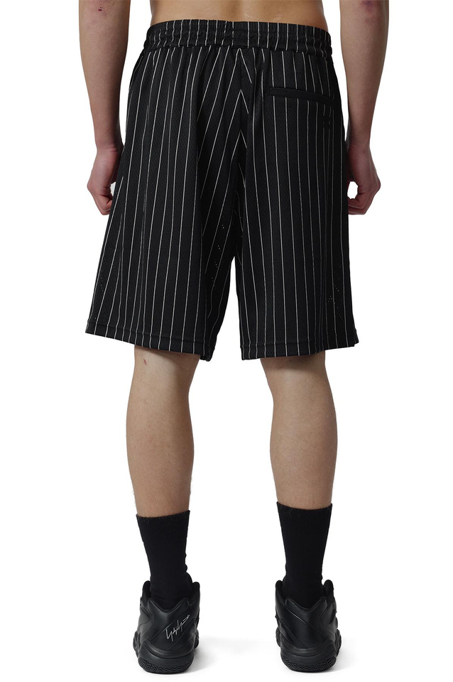 Y-3 Mesh Pinstripe Shorts Black - 4