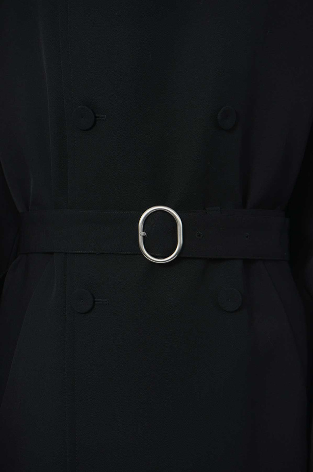 JIL SANDER Wool Belted Coat Black - 4