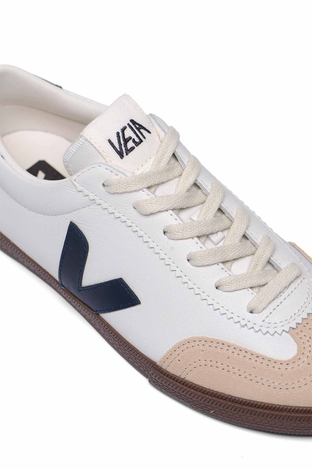 VEJA VOLLEY Leather Sneakers White/Navy/Brown - 4