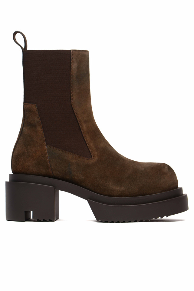 RICK OWENS Concordians Runway Beatle Bogun Boots Indigo Brown - 1