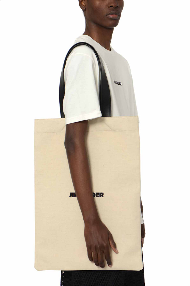 JIL SANDER Large Flat Tote Bag Natural - 3