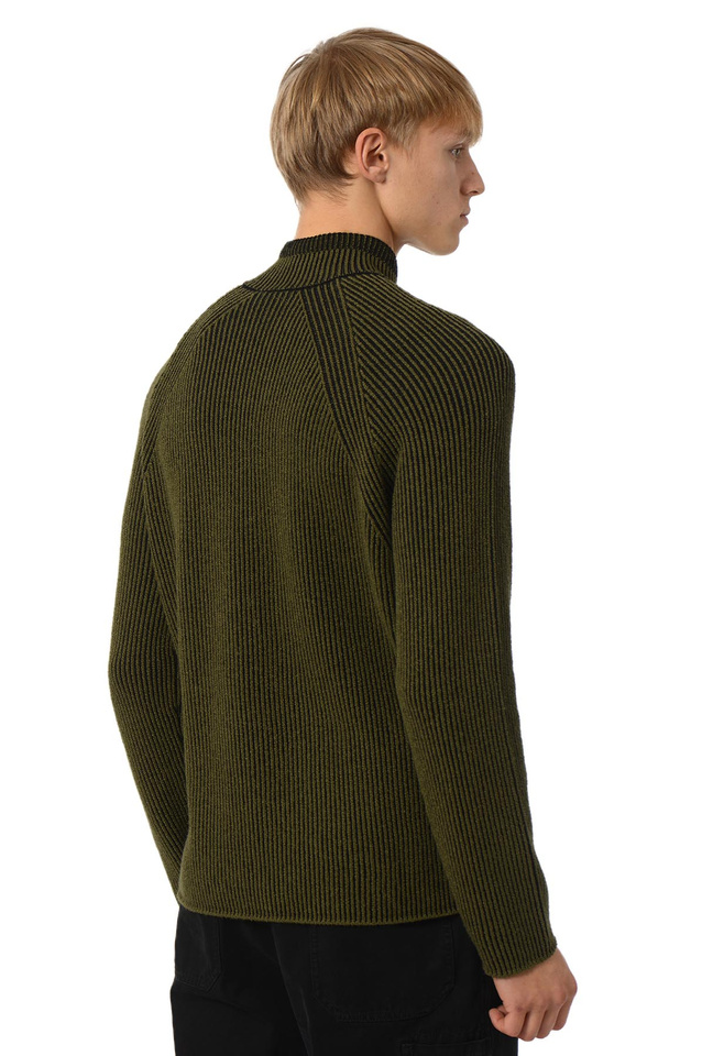 STONE ISLAND 5100024 Wool Half-Zip Jumper Military Green - 3