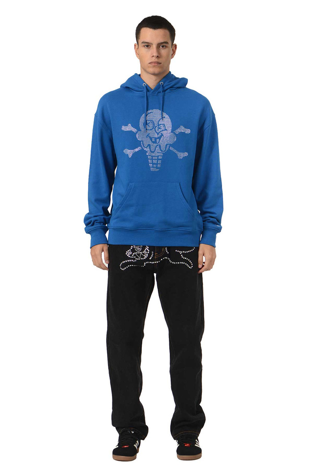 ICECREAM Rhinestone Cones & Bones Hoodie Blue - 2