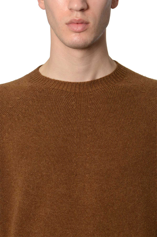 JIL SANDER Camisola fina de caxemira e merino castanha - 4