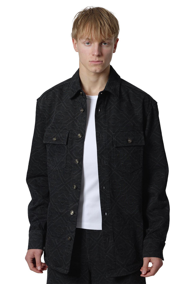CASABLANCA Laser Monogram Denim Shirt Black  - 1