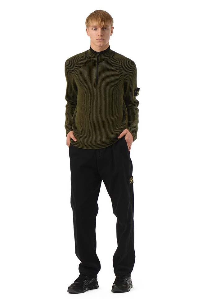 STONE ISLAND 5100024 Wool Half-Zip Jumper Military Green - 2
