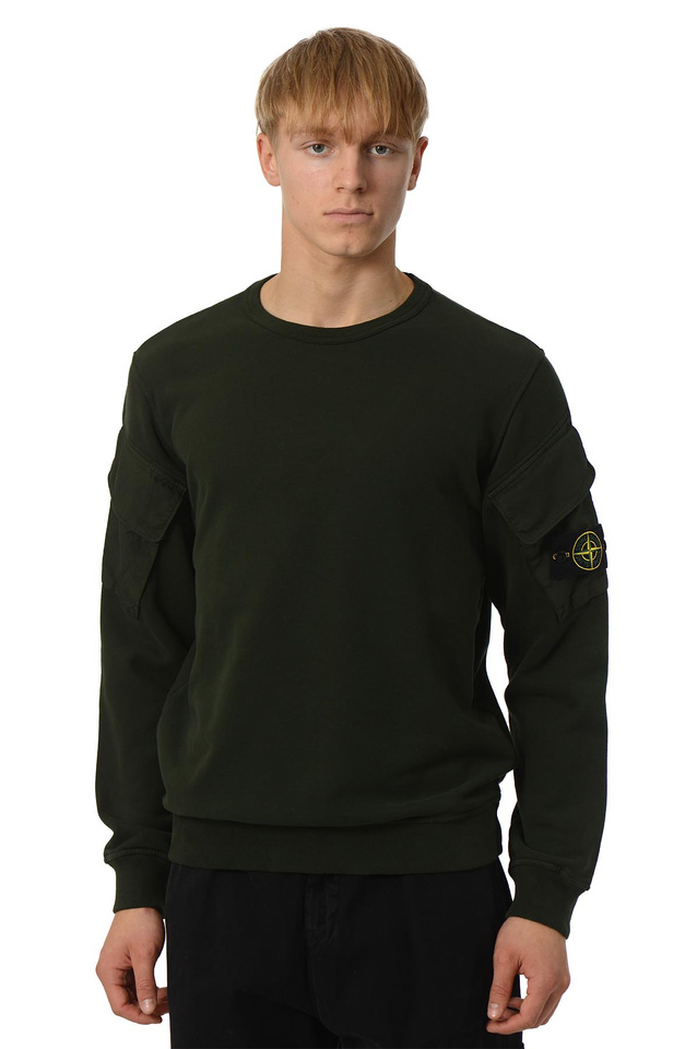 STONE ISLAND 6100008 Pocket Fleece Sweatshirt Juniper Green - 1