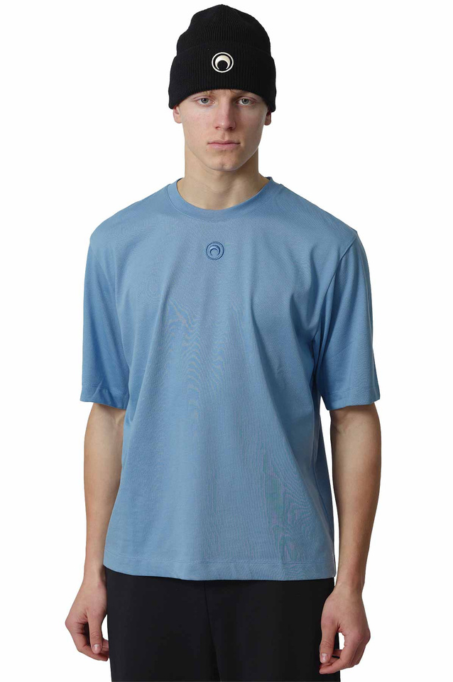 MARINE SERRE Moon Logo Jersey T-shirt Blue Bonnet - 1