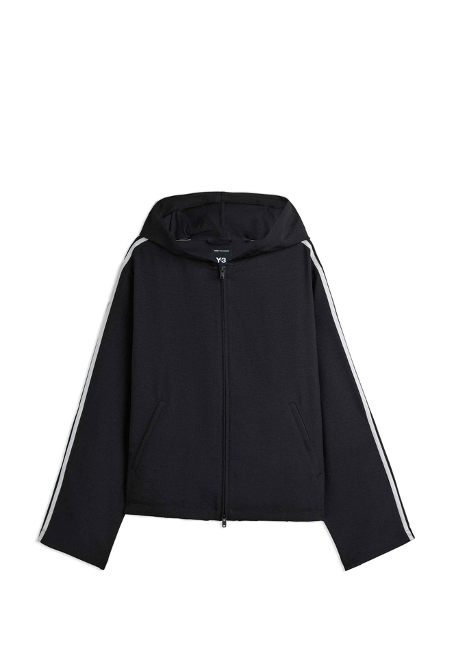 Y-3 Top com capuz e 3 riscas em preto - 1