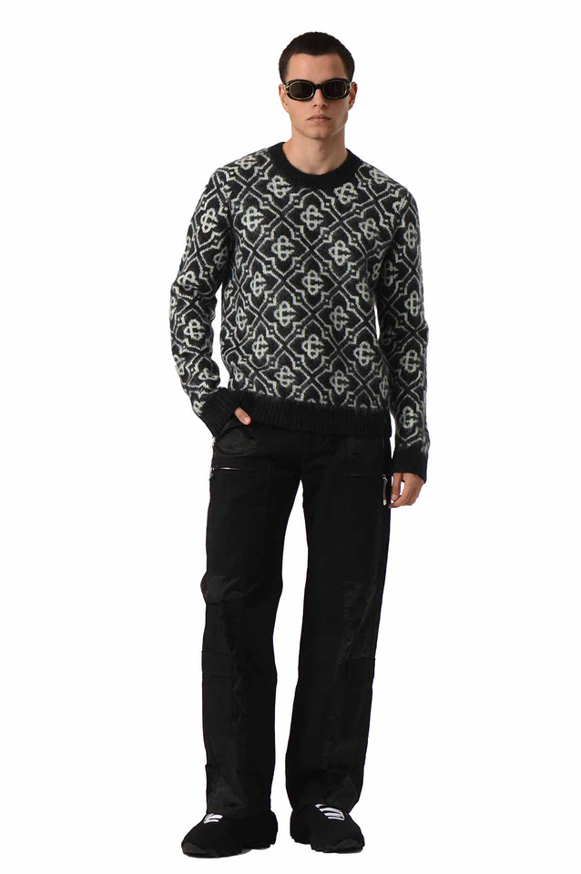 CASABLANCA Camisola Monograma em Mohair Preto/Branco - 2