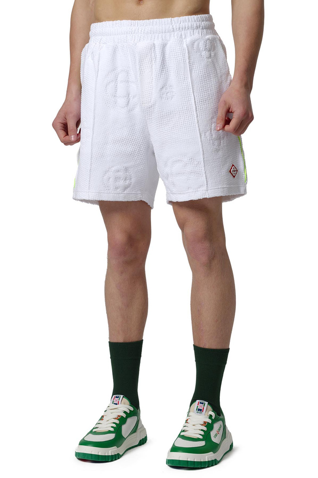 CASABLANCA Towelling Monogram Shorts White - 1