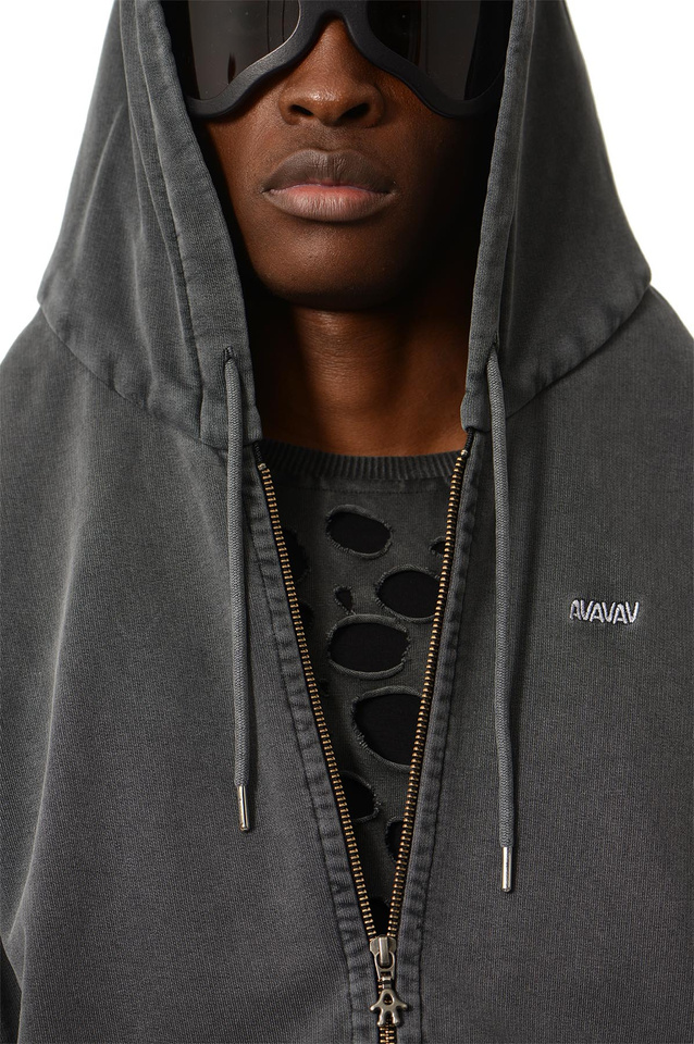 AVAVAV Shoulderless Hoodie Grey - 4