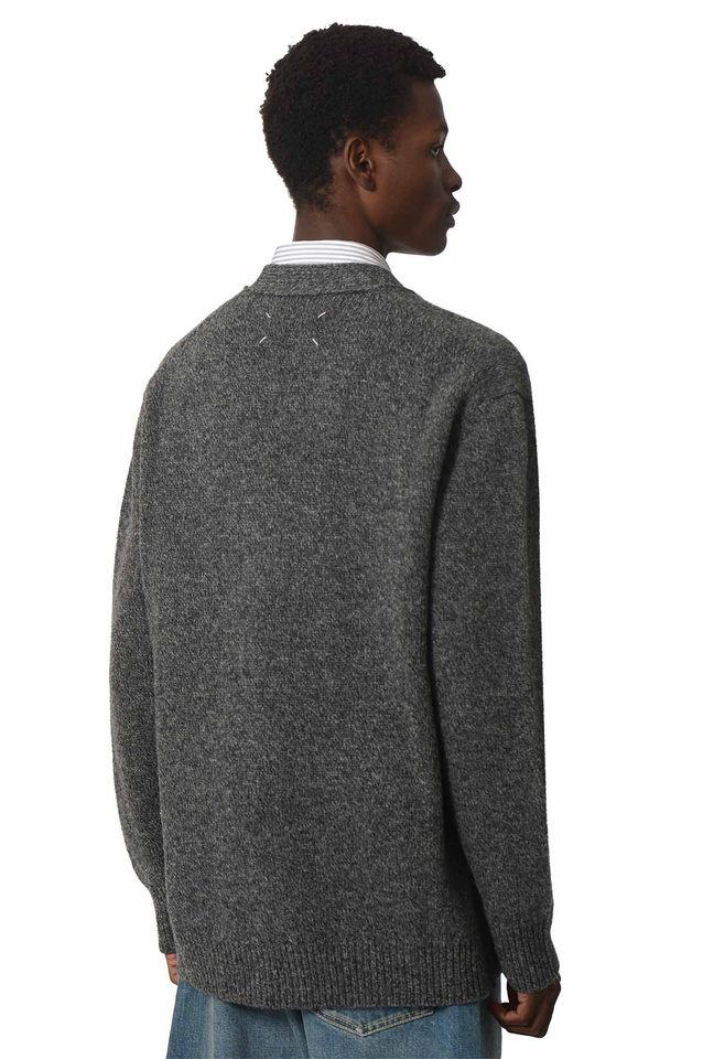 MAISON MARGIELA Shetland Wool Knit Cardigan Dark Grey - 3