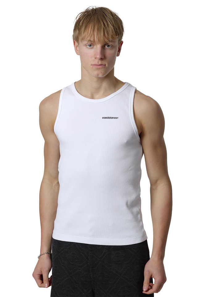 CASABLANCA Ribbed Tank Top White - 1