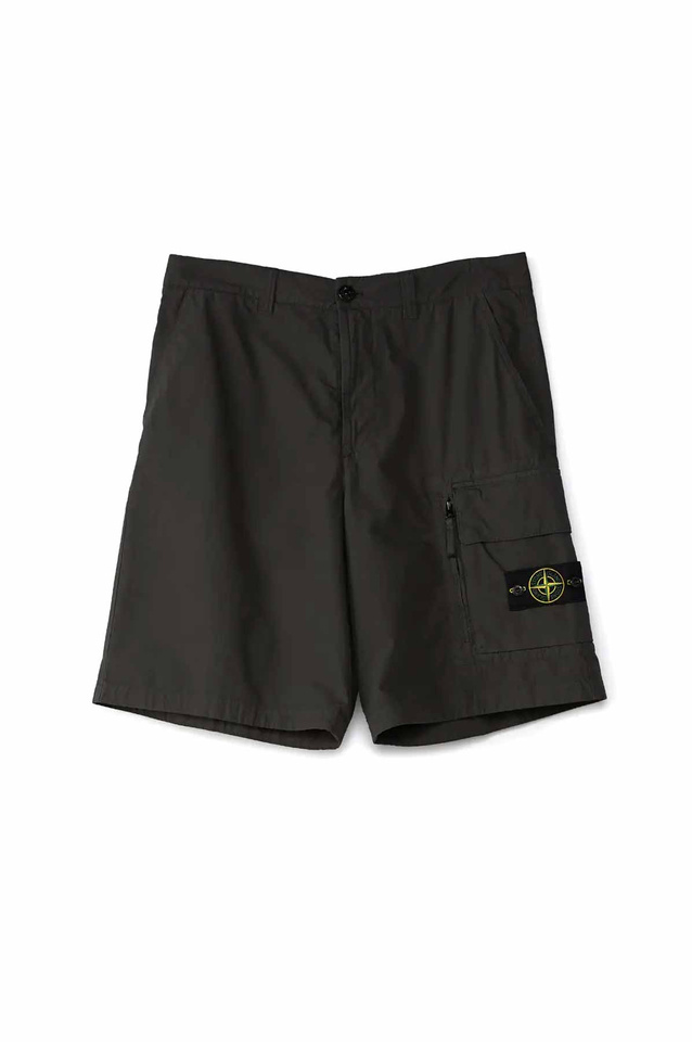 STONE ISLAND L100l08 Stretch Cotton Tela 'Paracadute' Shorts Lead Grey - 1