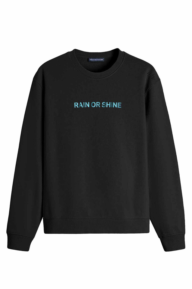 Sweatshirt WRONG WEATHER Rain Or Shine Preto/Turquesa - 1