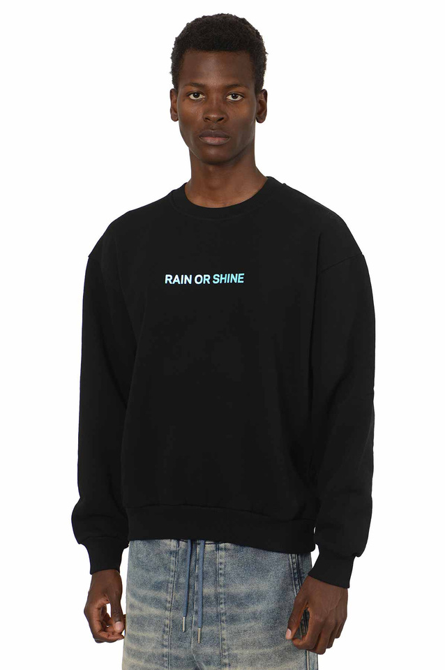 Sweatshirt WRONG WEATHER Rain Or Shine Preto/Turquesa - 3