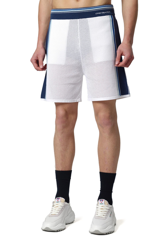 CASABLANCA Mesh Striped Shorts Blue/White  - 1