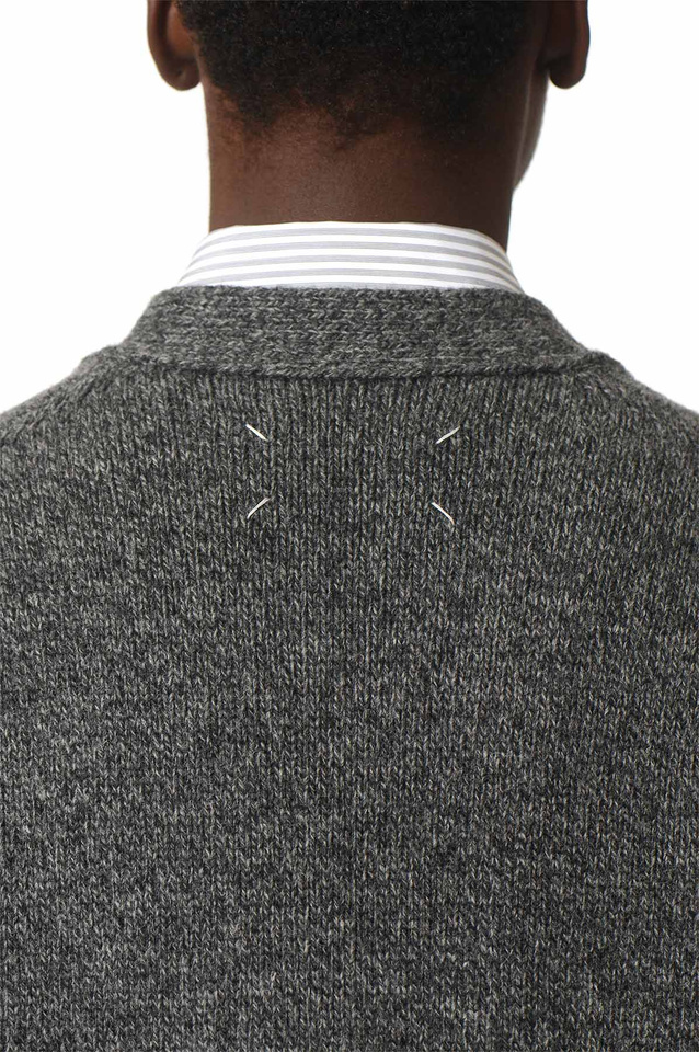 MAISON MARGIELA Shetland Wool Knit Cardigan Dark Grey - 4