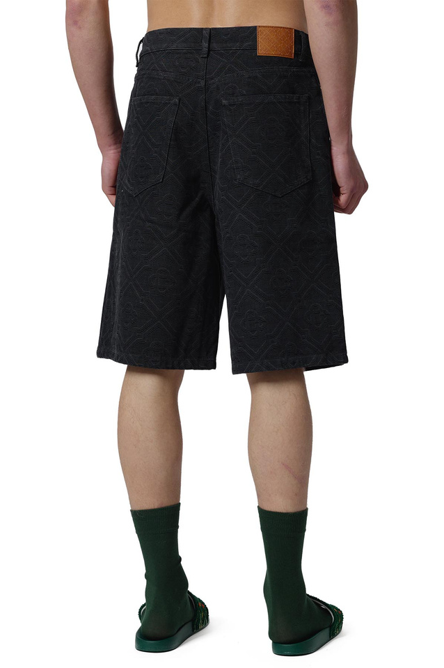 CASABLANCA Laser Monogram Denim Shorts Black - 4