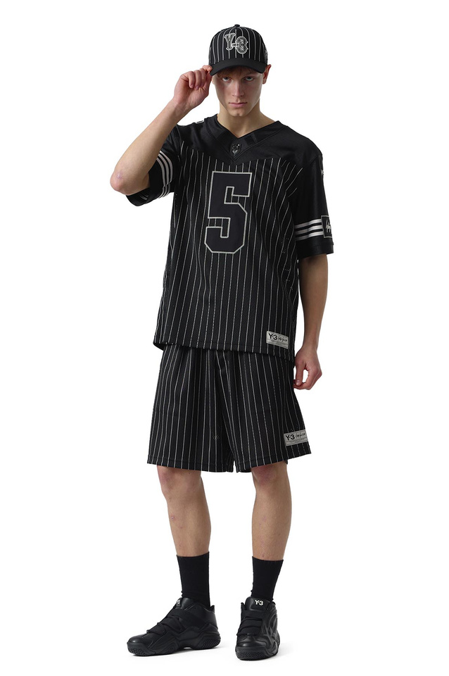 Y-3 Mesh Pinstripe Shorts Black - 2