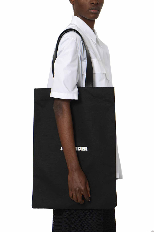 JIL SANDER Large Flat Tote Bag Black - 3