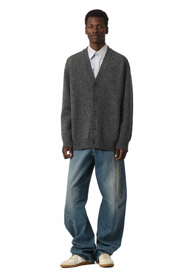 MAISON MARGIELA Shetland Wool Knit Cardigan Dark Grey - 2