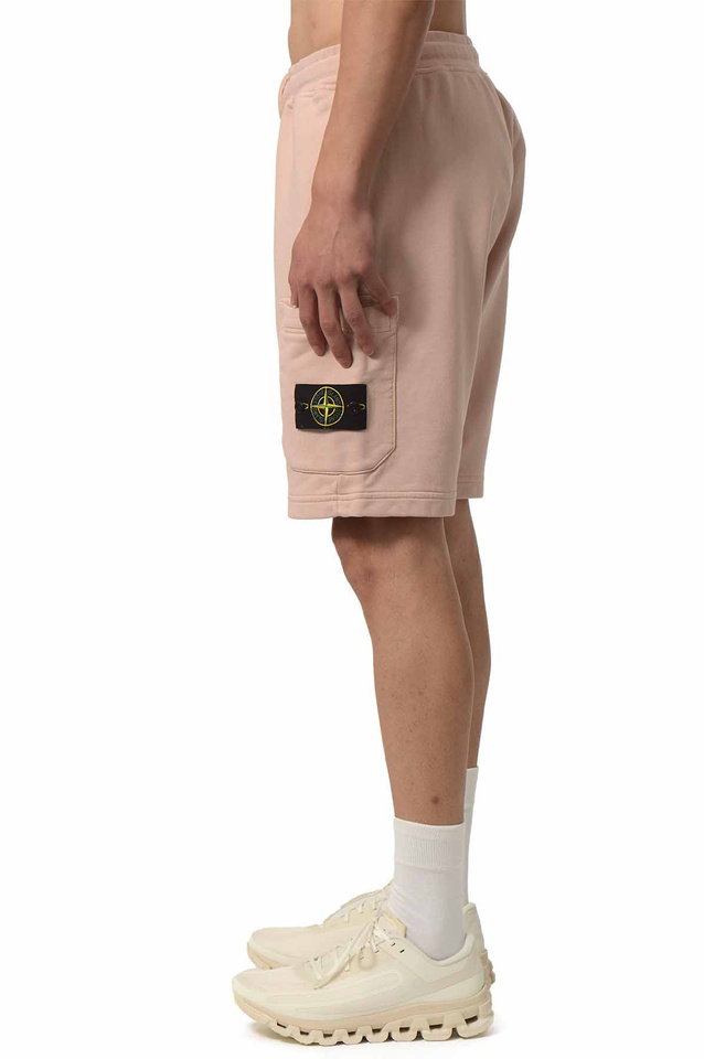 STONE ISLAND 6200012 Organic Cotton Fleece Shorts Antique Rose - 3