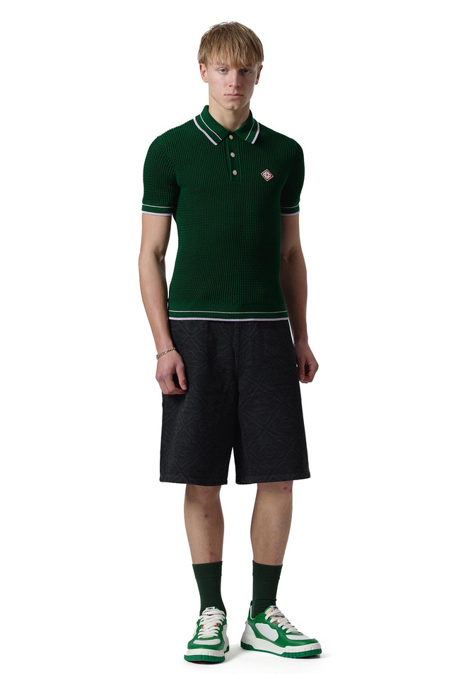 CASABLANCA Crochet Polo-Shirt Green - 2