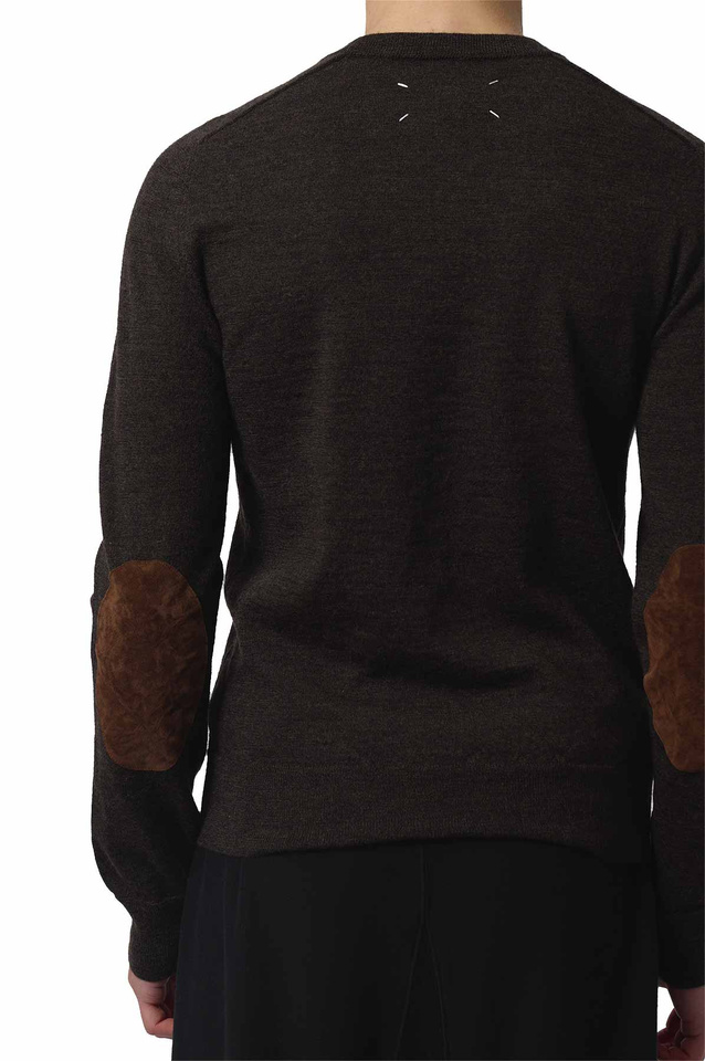 MAISON MARGIELA Elbow Patch Wool Sweater Brown - 4