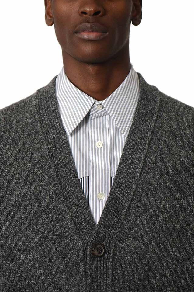 MAISON MARGIELA Shetland Wool Knit Cardigan Dark Grey - 5