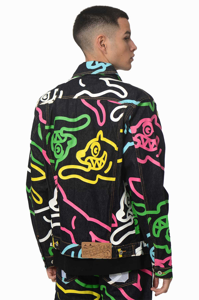 ICECREAM Jumbo Running Dog Multicolor Denim Jacket - 3