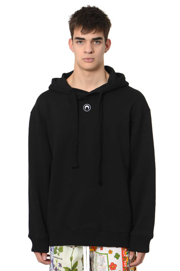 MARINE SERRE Organic Cotton Moon Hoodie Black