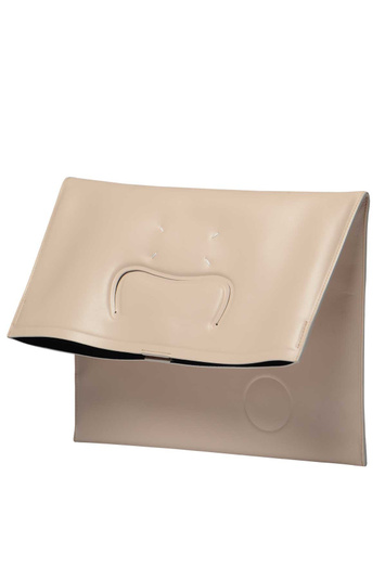 MAISON MARGIELA Embossed Tabi Leather Bag Almond