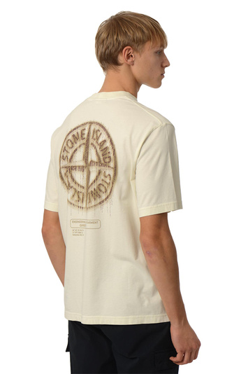 STONE ISLAND 2100037 ‘Bleeding Numbers Compass’ T-shirt Ivory