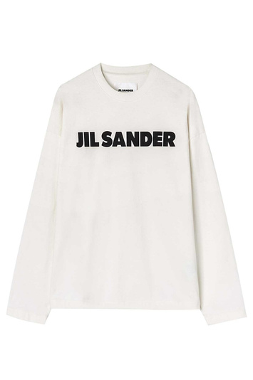 JIL SANDER Oversized Logo LS T-shirt Porcelain